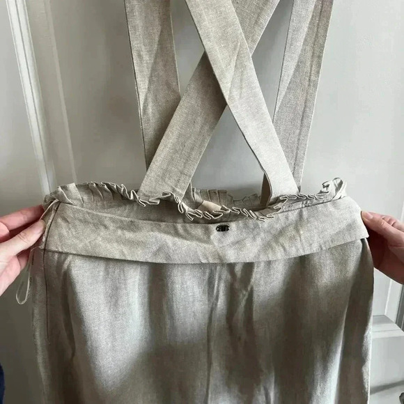 Adriana Degreas Linen Blend Cross Back Overall Dress Size Medium - Picture 4 of 6